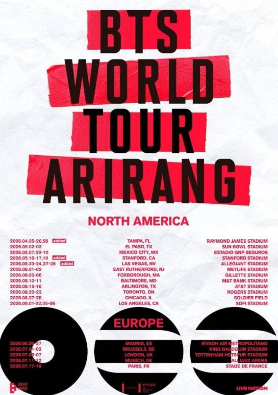 BTS ARIRANG World Tour North America Schedule BTS ARIRANG World Tour North America Schedule